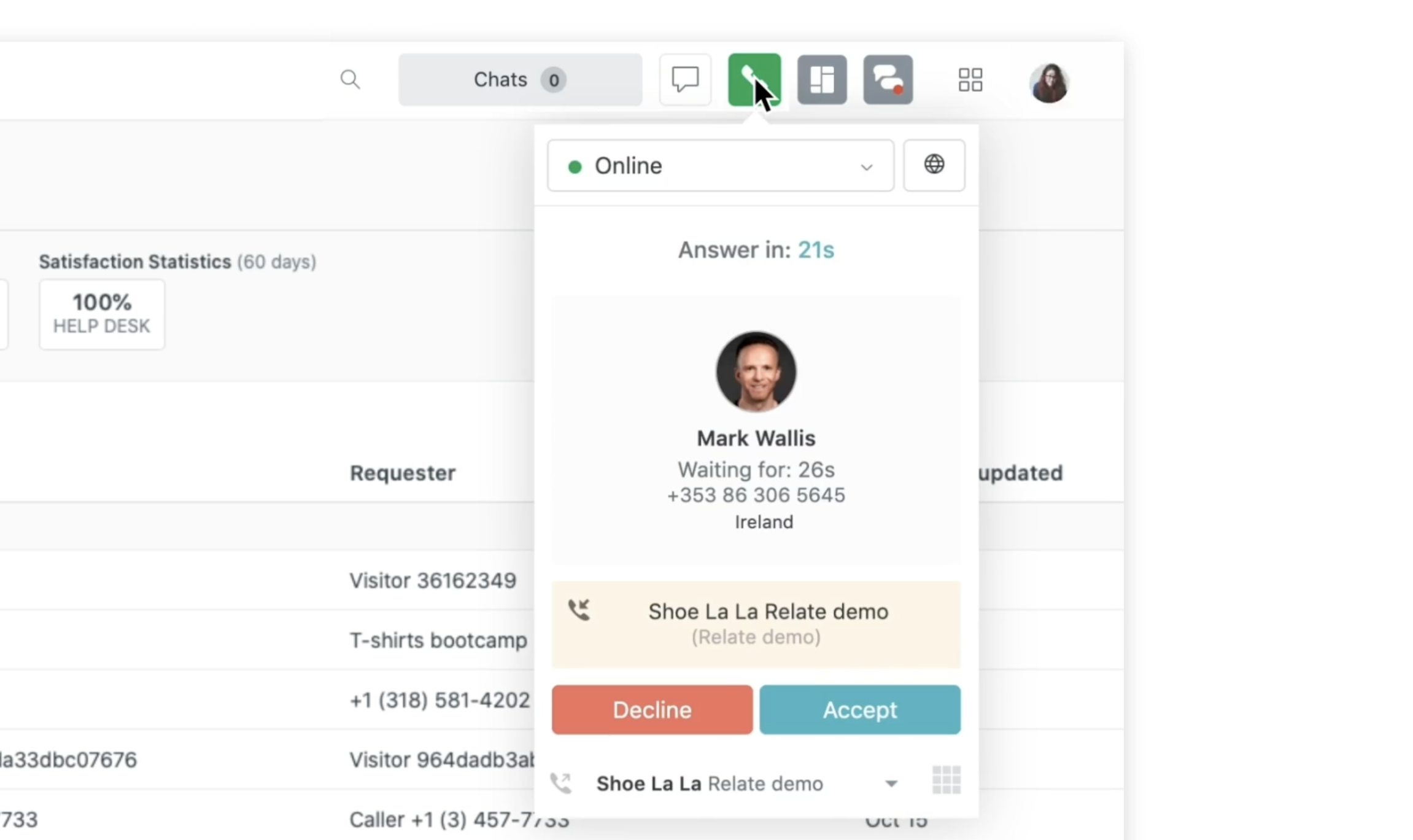 screenshot of Zendesk Talk